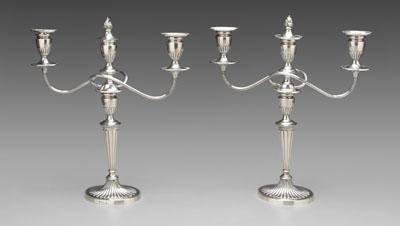 Appraisal: Pair English silver candelabra each with two arms and three