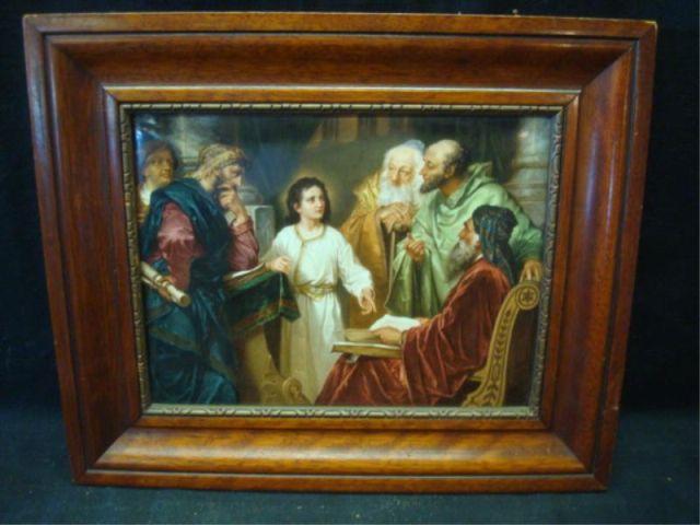 Appraisal: KPM Porcelain Plaque of Young Jesus Scribes Signed KPM From