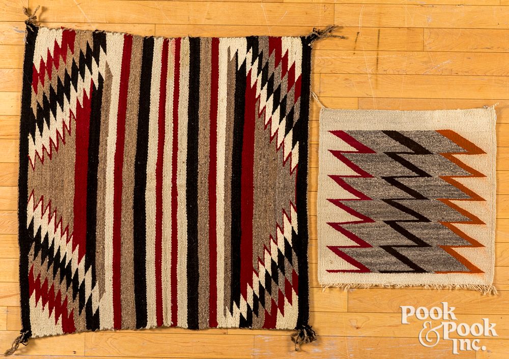 Appraisal: Navajo Indian saddle blanket Navajo Indian saddle blanket having serrated