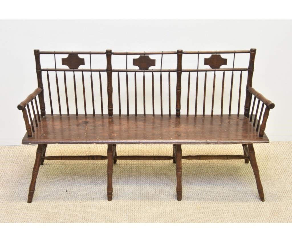 Appraisal: Fine Windsor bamboo turned settee early th c pine and