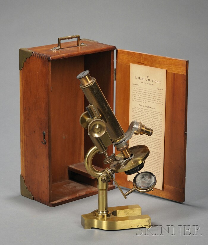 Appraisal: Lacquered Brass Monocular Microscope E H F H Tigue Detroit