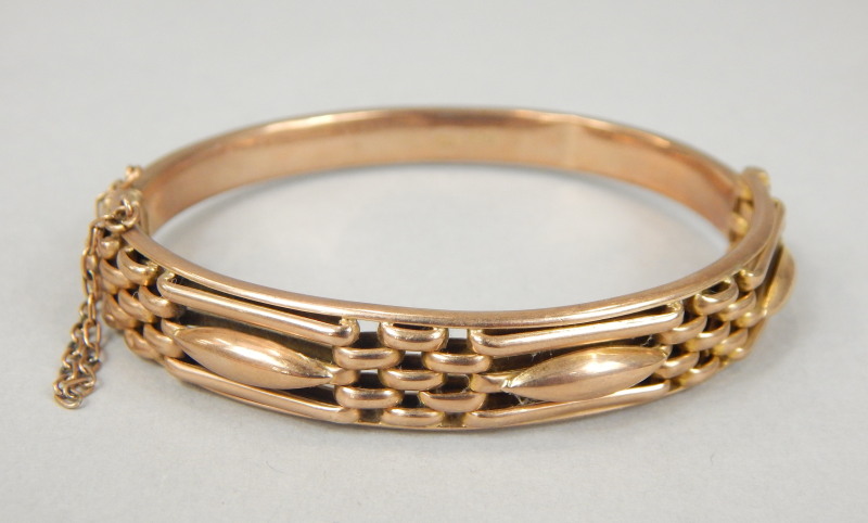 Appraisal: A ct gold bangle with pierced design g all in