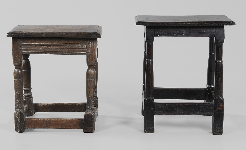 Appraisal: Two Early Oak Joint Stools British both probably th th