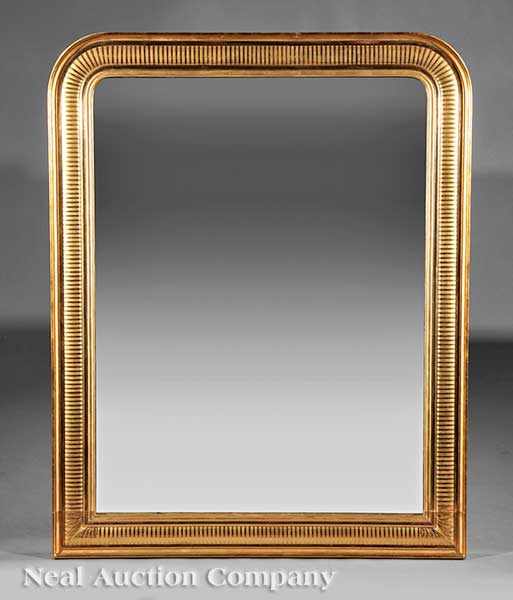 Appraisal: An Antique French Giltwood Overmantel Mirror stamped Glaces Manifacier en