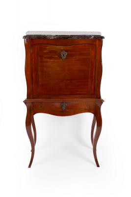 Appraisal: A French serpentine marble top bonheur du jour with front