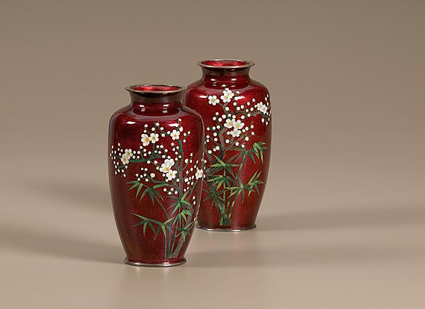 Appraisal: JAPANESE SATO CLOISONN VASES Japanese th century A pair of