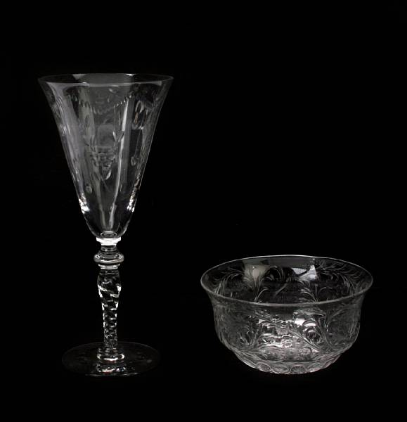 Appraisal: An assembled set of etched and cut glass stemware comprising