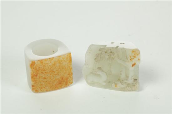 Appraisal: TWO PIECES OF JADE Asian probably th century White jade