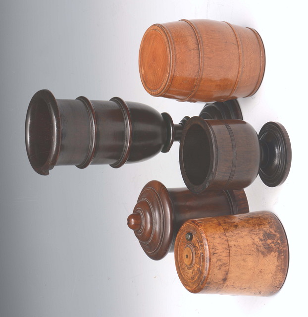 Appraisal: A COLLECTION OF FIVE PIECES OF TREEN TO INCLUDE a