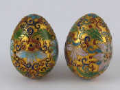 Appraisal: A pair of cloisonne enamelled gilt metal eggs length cm