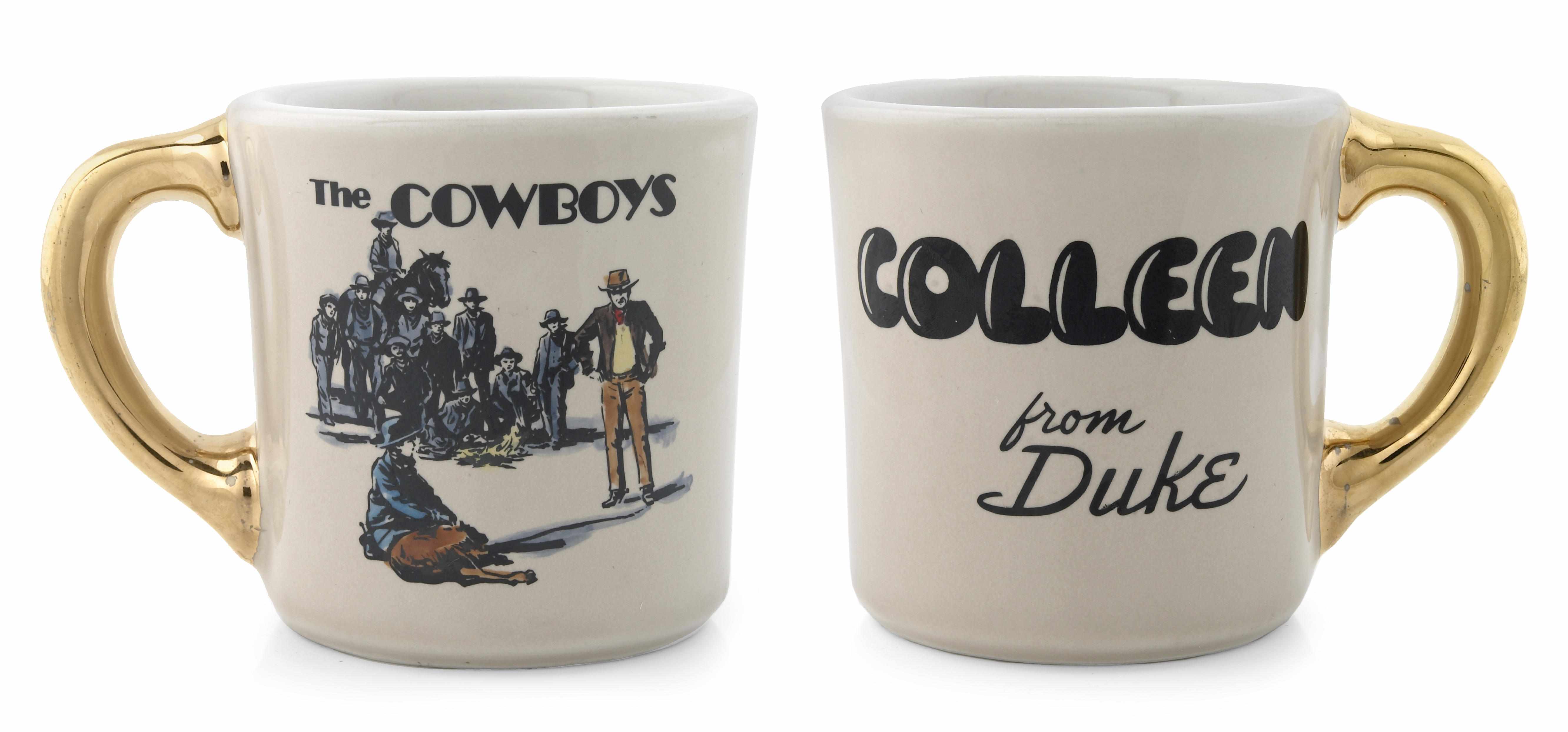 Appraisal: John Wayne gifted coffee mug A ceramic coffee mug with