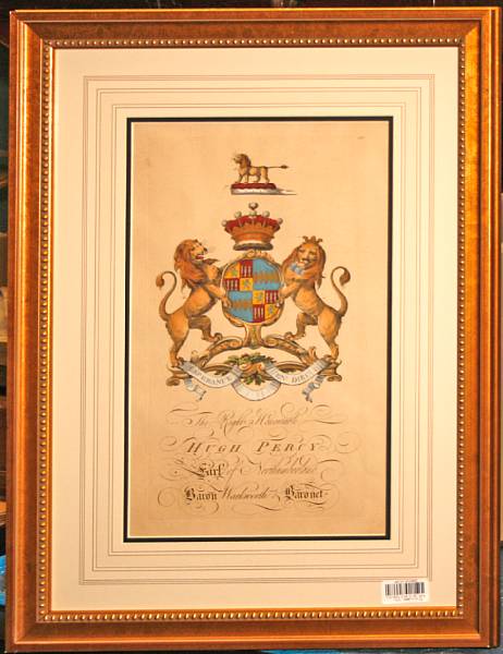 Appraisal: A set of six English framed prints of heraldic crests