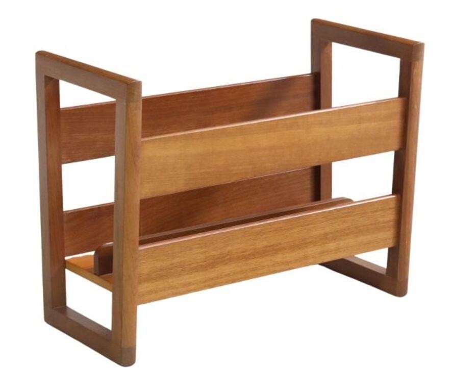 Appraisal: MID-CENTURY MODERN TEAK MAGAZINE RACKMid-century modern teak magazine rack c