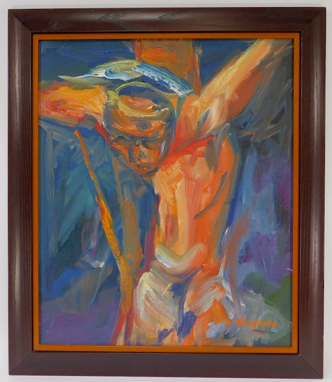 Appraisal: D McLaughlin Cox Modernist Crucifixion Painting D McLaughlin Cox United