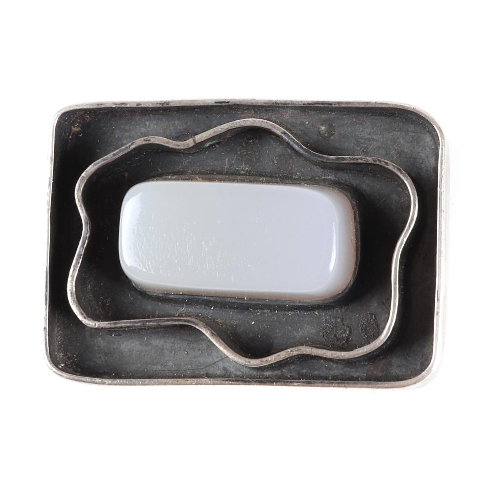 Appraisal: STERLING SILVER JAMES PARKER AMERICAN MODERNIST SHADOWBOX PIN WITH RECTANGULAR