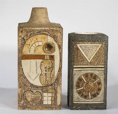 Appraisal: A Troika Pottery Rectangular vase modelled in low relief and