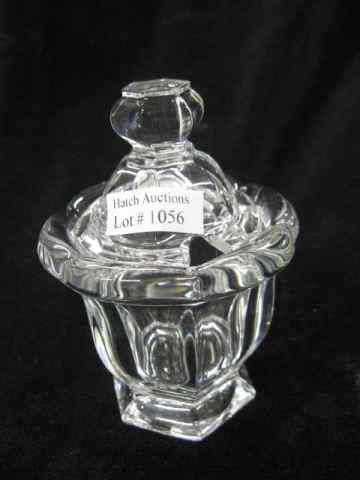 Appraisal: Baccarat Cut Crystal Jam Jar '' signed with sterling spoon