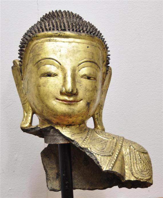 Appraisal: A LARGE HEAD OF BUDDHA Burma height cm Dry lacquer