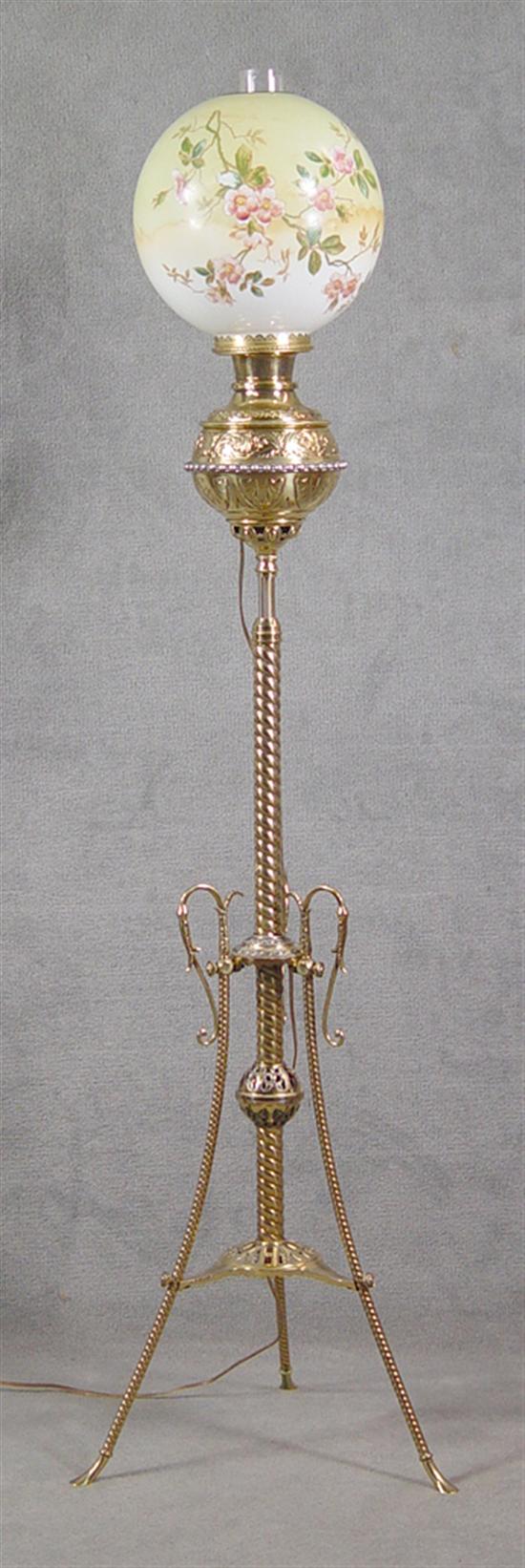 Appraisal: Brass Banquet Lamp Circa Adjustable banquet lamp with trifid base