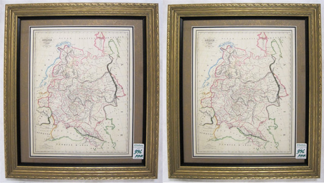 Appraisal: PAIR FRENCH ENGRAVED MAPS early th century copies the first