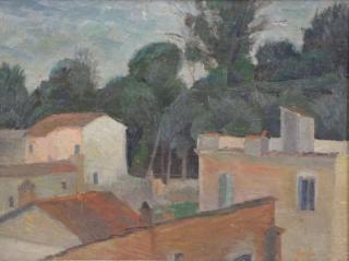 Appraisal: BARBEIRI Carlo Oil on Canvas Italian Houses Signed Carlo Barbieri