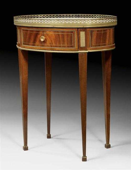 Appraisal: OVALE GUERIDON late Louis XVI German th century Fluted mahogany