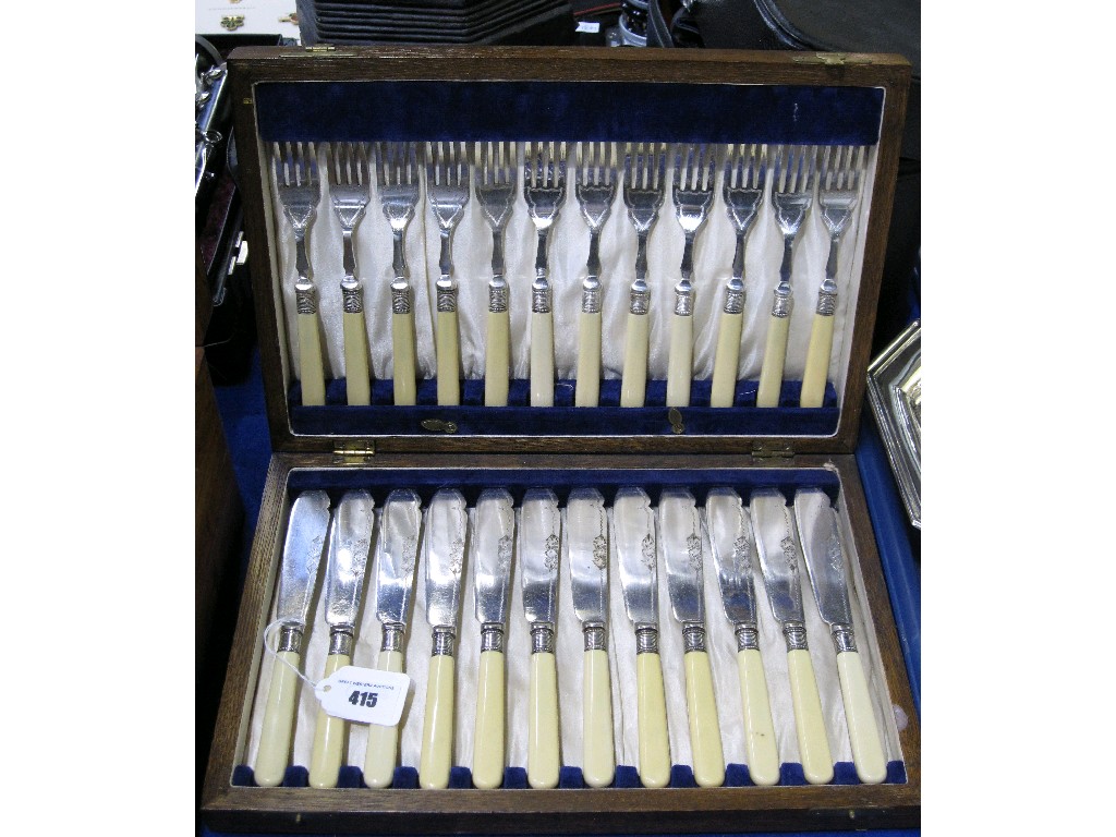 Appraisal: Cased piece fish cutlery set