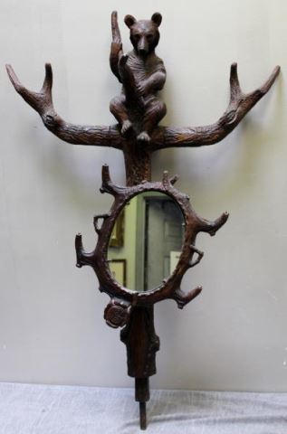 Appraisal: Top Half of an Antique Black Forest Carved HallTree From