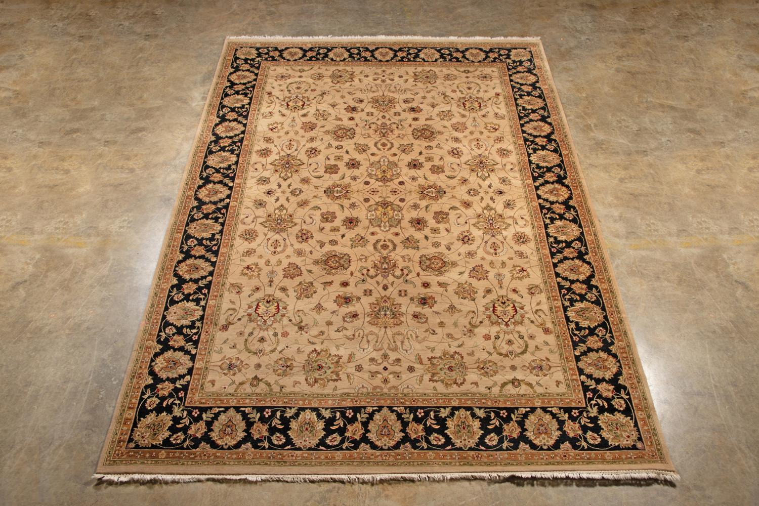 Appraisal: HAND KNOTTED WOOL INDO-OUSHAK CARPET X Hand knotted wool Indo-Oushak