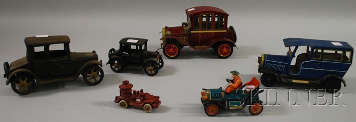 Appraisal: Six Assorted Metal Toy Vehicles a tin friction Daimler Town