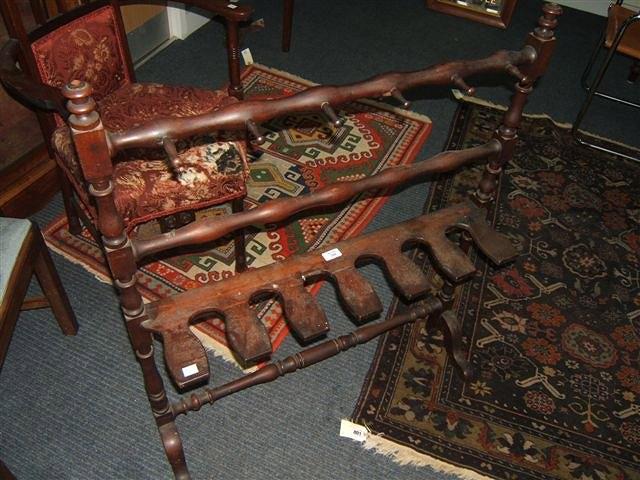 Appraisal: A th Century mahogany boot and whip stand wide