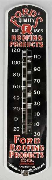 Appraisal: Porcelain Ford's Quality Roofing Thermometer Description Beautiful thermometer in dark