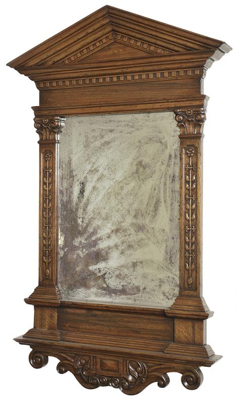 Appraisal: AN OAK FRAMED WALL MIRROR the rectangular plate within a