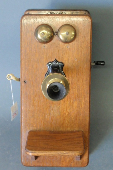 Appraisal: Oak cased wall telephone Samson model by American Electric Co