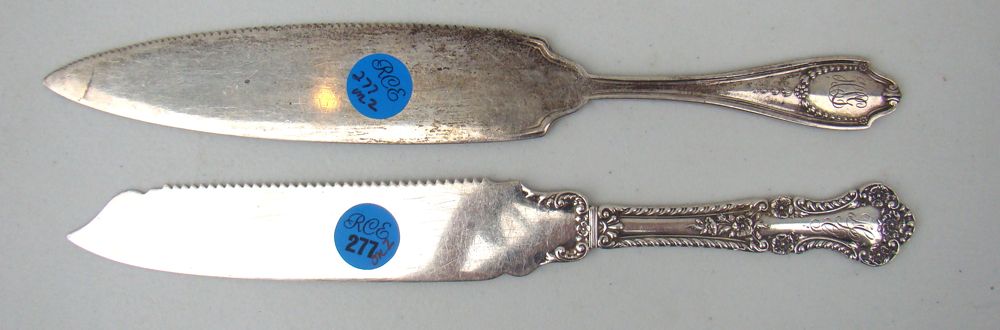 Appraisal: TWO STERLING SILVER CAKE SAWS th CenturyOne by the Whiting