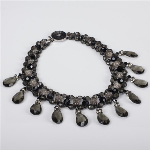 Appraisal: Original by Robert Smoky Crystal Drop Jewel Beaded Collar Necklace