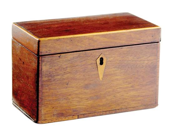 Appraisal: Regency mahogany tea caddy early th century rectangular case with