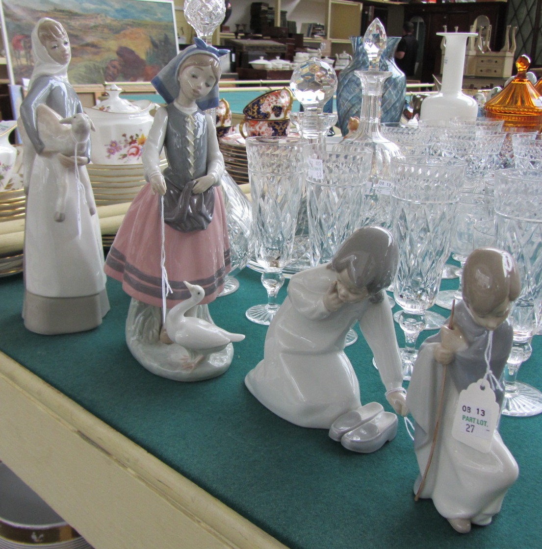 Appraisal: Four Lladro figures one of a girl with a goose