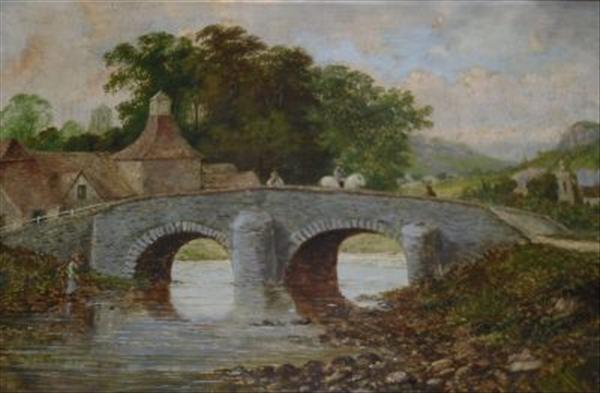 Appraisal: A Bartinowski Totnes Bridge Oil on canvas Signed lower left