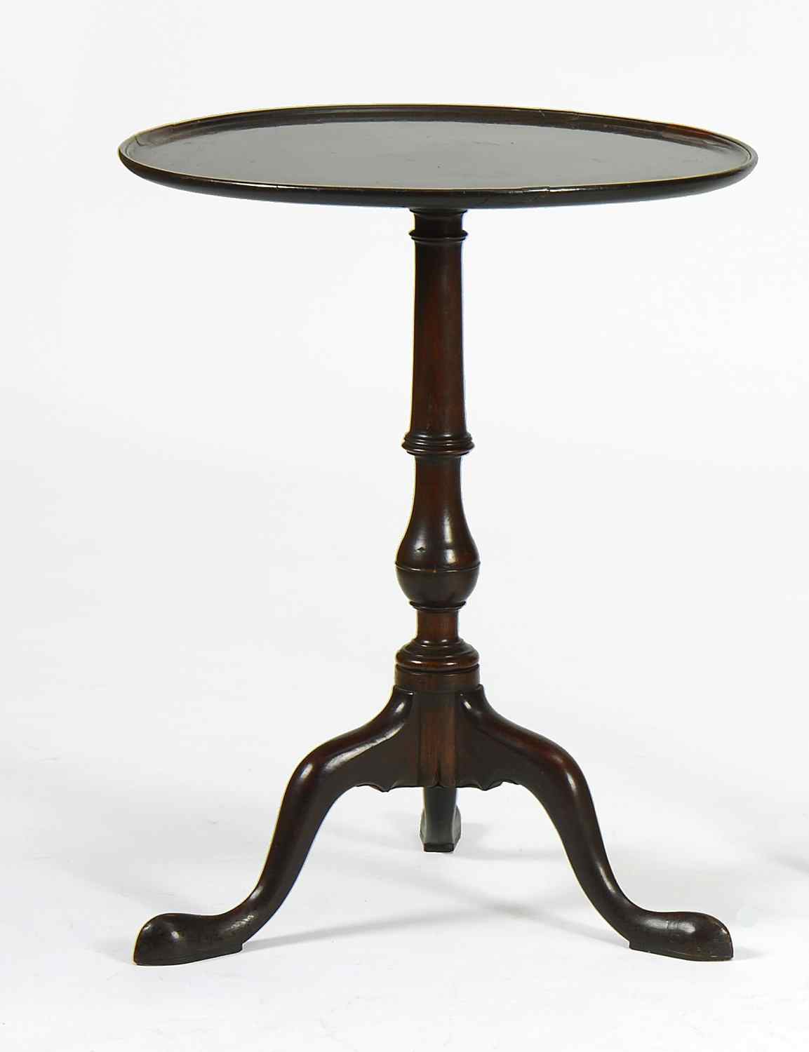 Appraisal: ANTIQUE AMERICAN DISH-TOP TEA TABLEMid- th CenturyIn mahogany with one-board