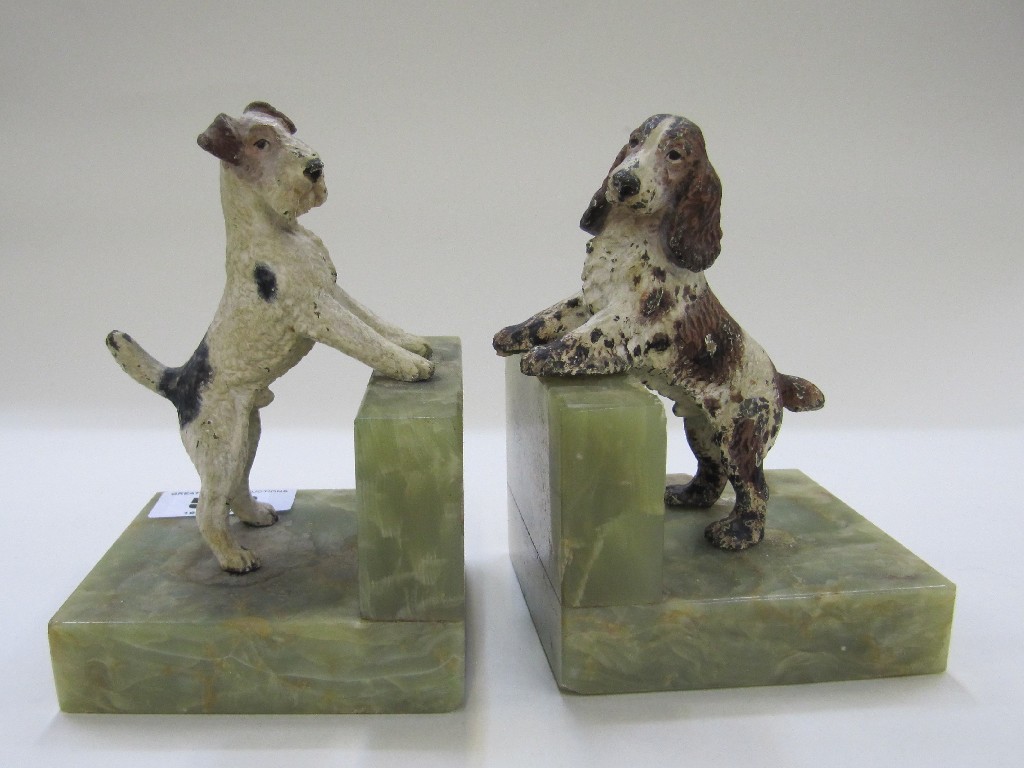 Appraisal: Pair of Art Deco cold painted bronze dog bookends on