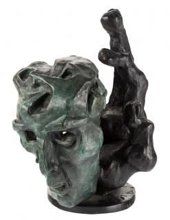 Appraisal: ERNST NEIZVESTNY RUSSIAN - Hand and Mask bronze with black