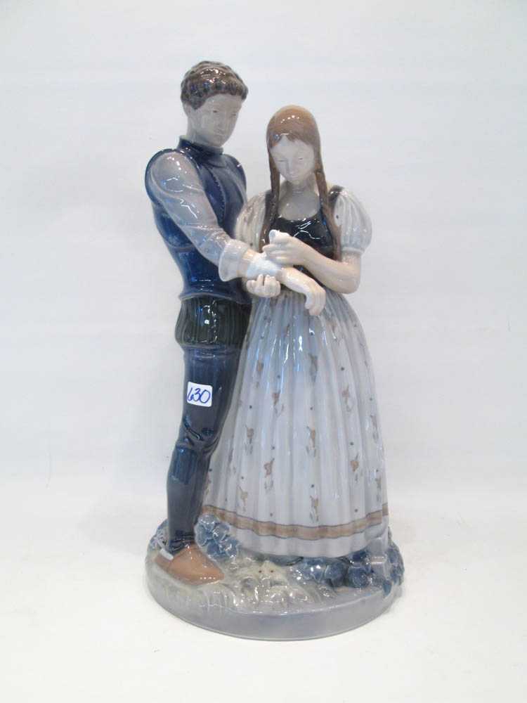 Appraisal: ROYAL COPENHAGEN PORCELAIN FIGURAL GROUP of a Knight and Maiden