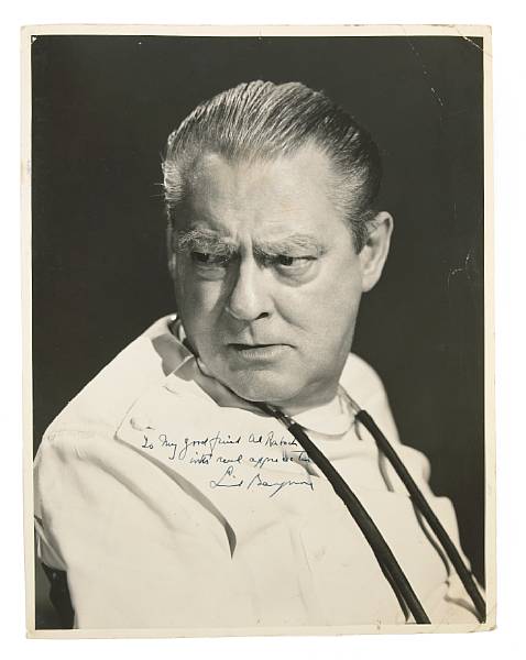 Appraisal: A Lionel Barrymore signed black and white photograph A vintage