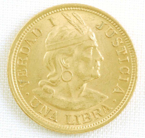 Appraisal: Peru gold libra CONDITION About Uncirculated