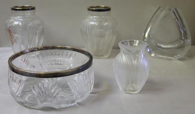 Appraisal: Decorative Crystal Grouping Includes a Baccarat vase a small Lalique