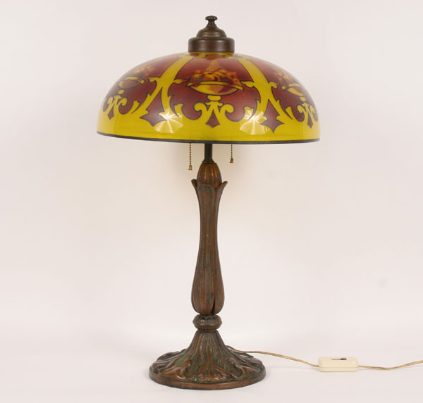 Appraisal: Cast iron floriform lamp base with painted and hand touched