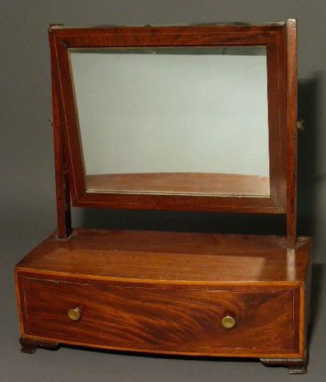 Appraisal: English mahogany bow-front shaving stand h x w x d