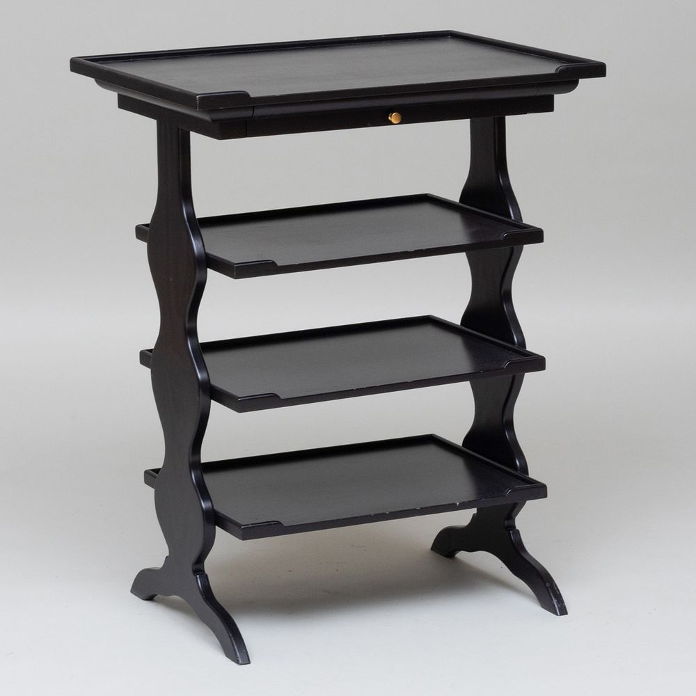 Appraisal: Modern Ebonized Four Tier Bookcase Fitted with one drawer x