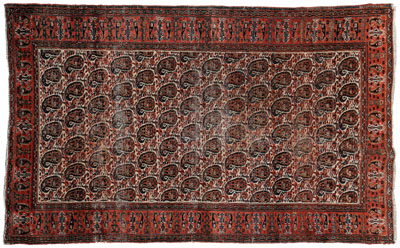 Appraisal: Persian rug rows of guls on ivory ground pale salmon